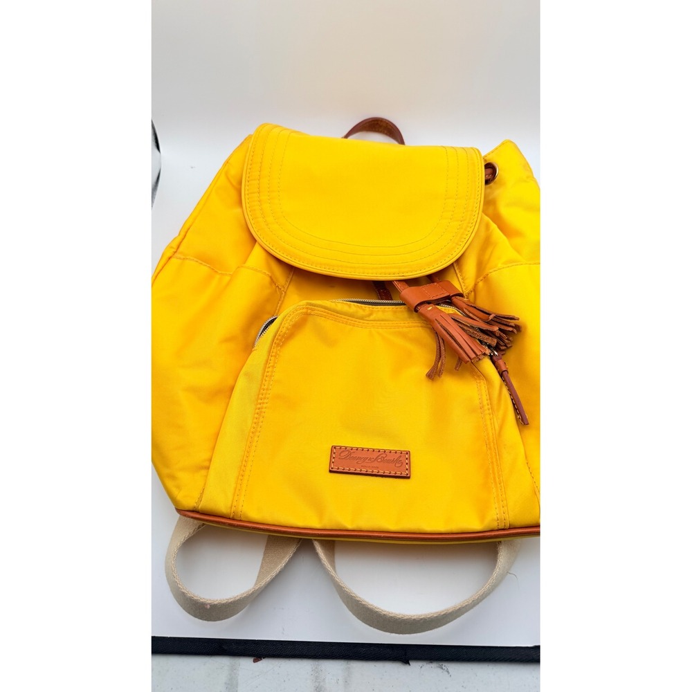 Dooney & Bourke Nylon Murphy Backpack Flap Tassel Drawstring Womens Yellow